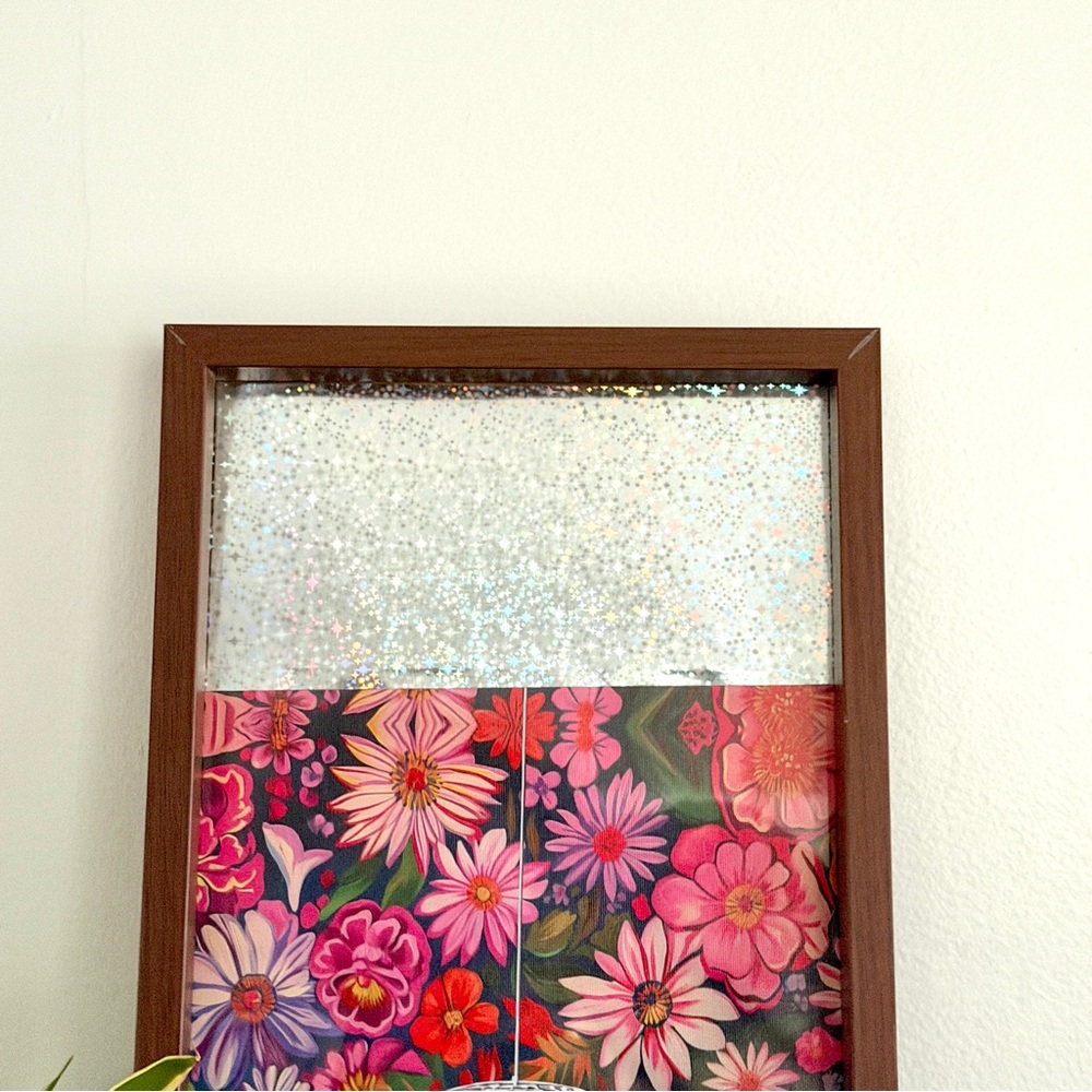 Disco Ball Sparkle Bright Floral Star Silver Shimmer Canvas Art Wood Framed Art - Picture 3 of 11